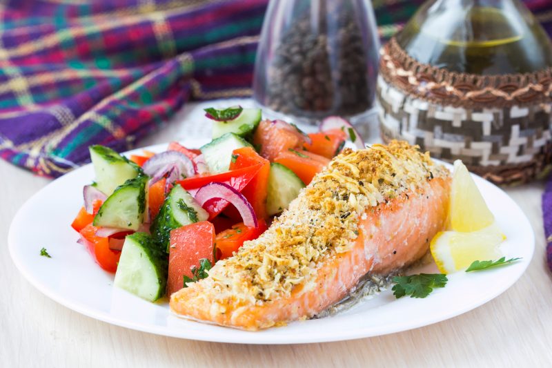 Keto Zone Almond Crusted Salmon with Side Salad