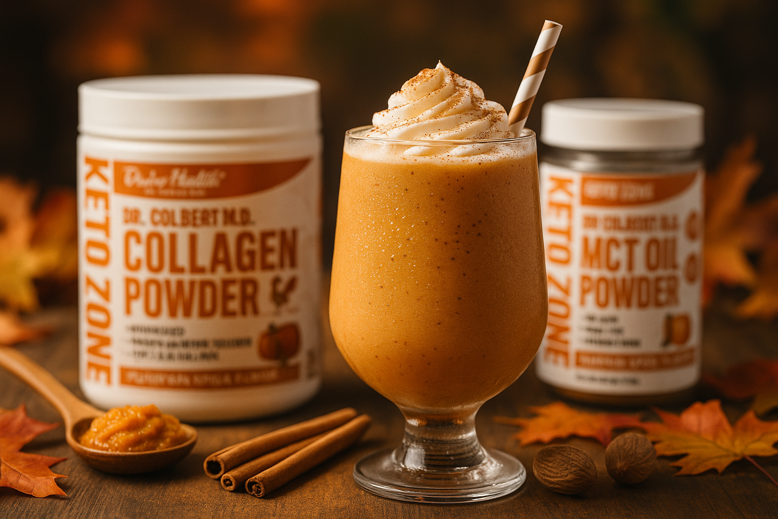Fall Glow Pumpkin Spice Smoothie with MCT Oil Powder and Collagen Powder Pumpkin Spice Flavors