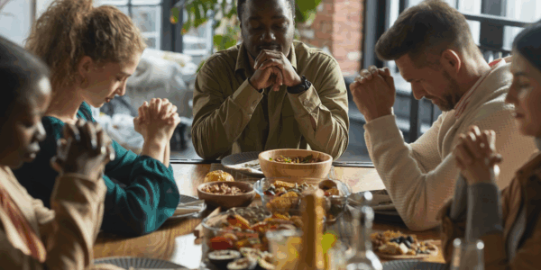 Family Praying together for thanksgiving