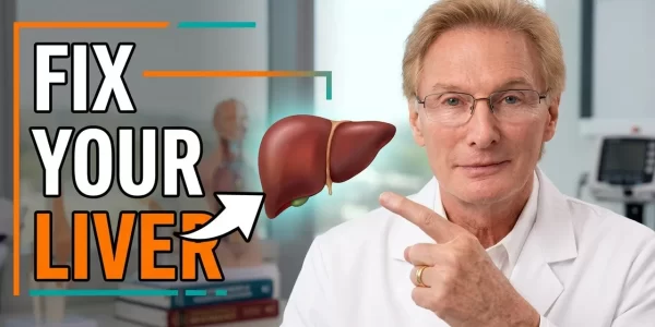 Dr. Colbert pointing to Fix Your Liver Title